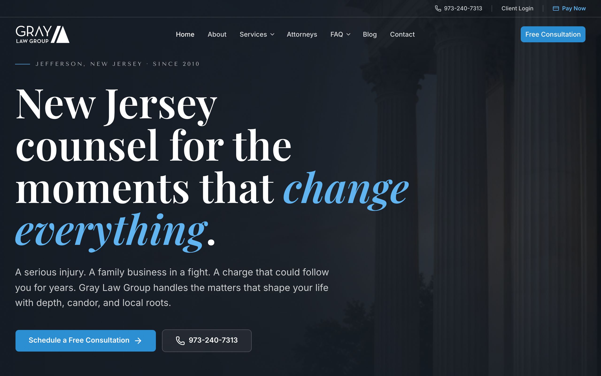 Gray Law Group website, built by Minuswires